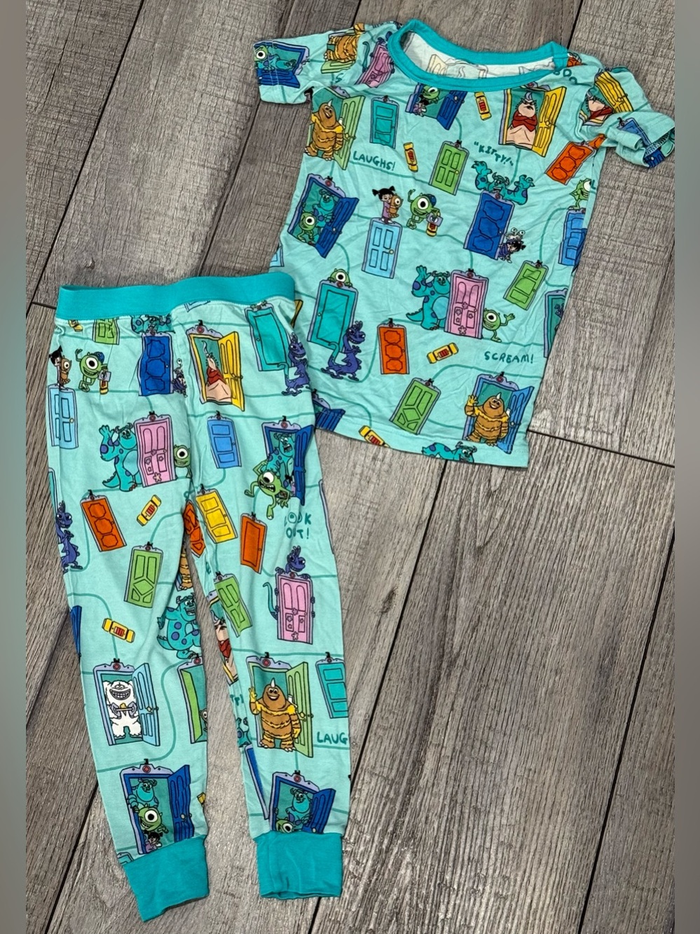 Little Sleepies Disney Monsters Inc Scream Team Short Sleeve 2pcs Pajama Set